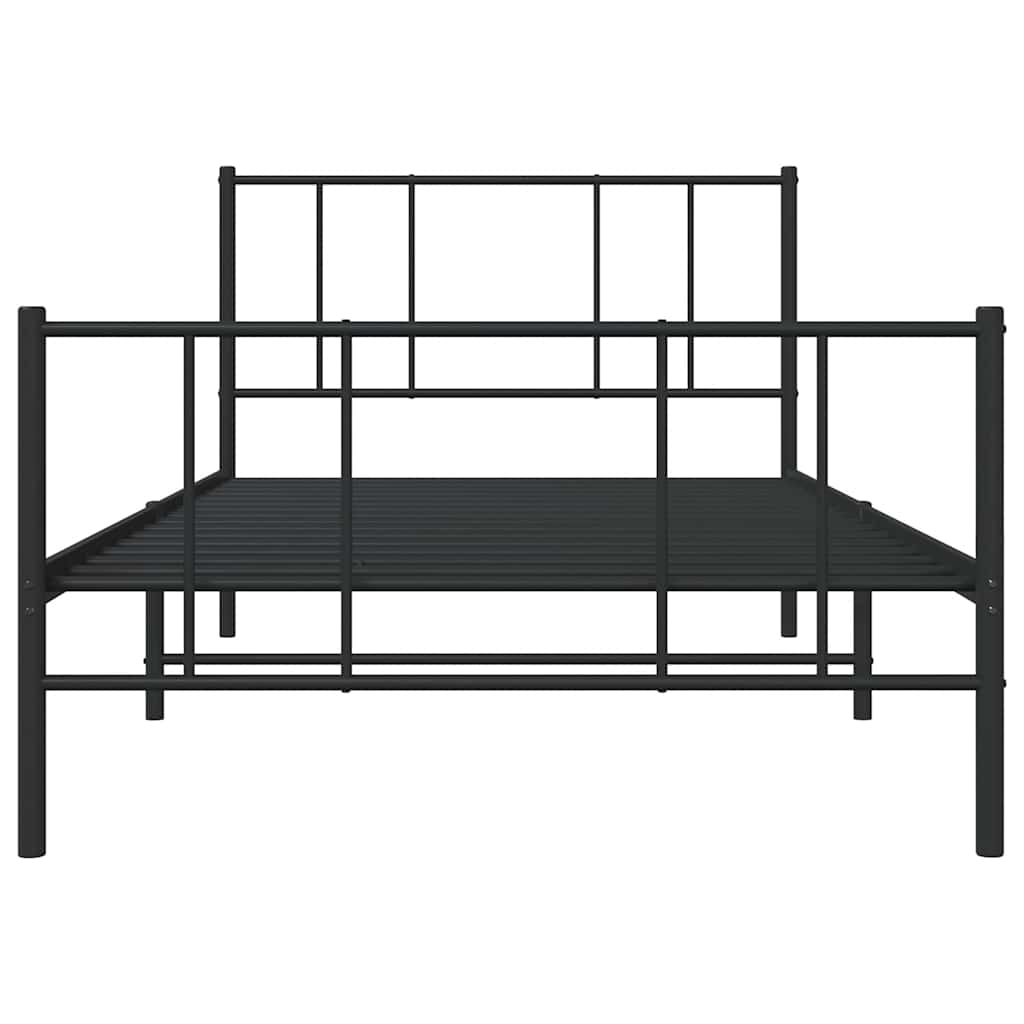 Metalni okvir kreveta uzglavlje i podnožje crni 100x190 cm