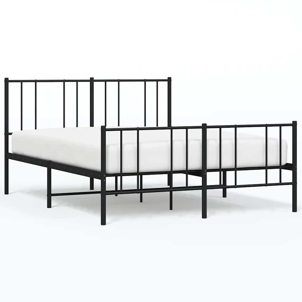 Metalni okvir kreveta uzglavlje i podnožje crni 120x200 cm