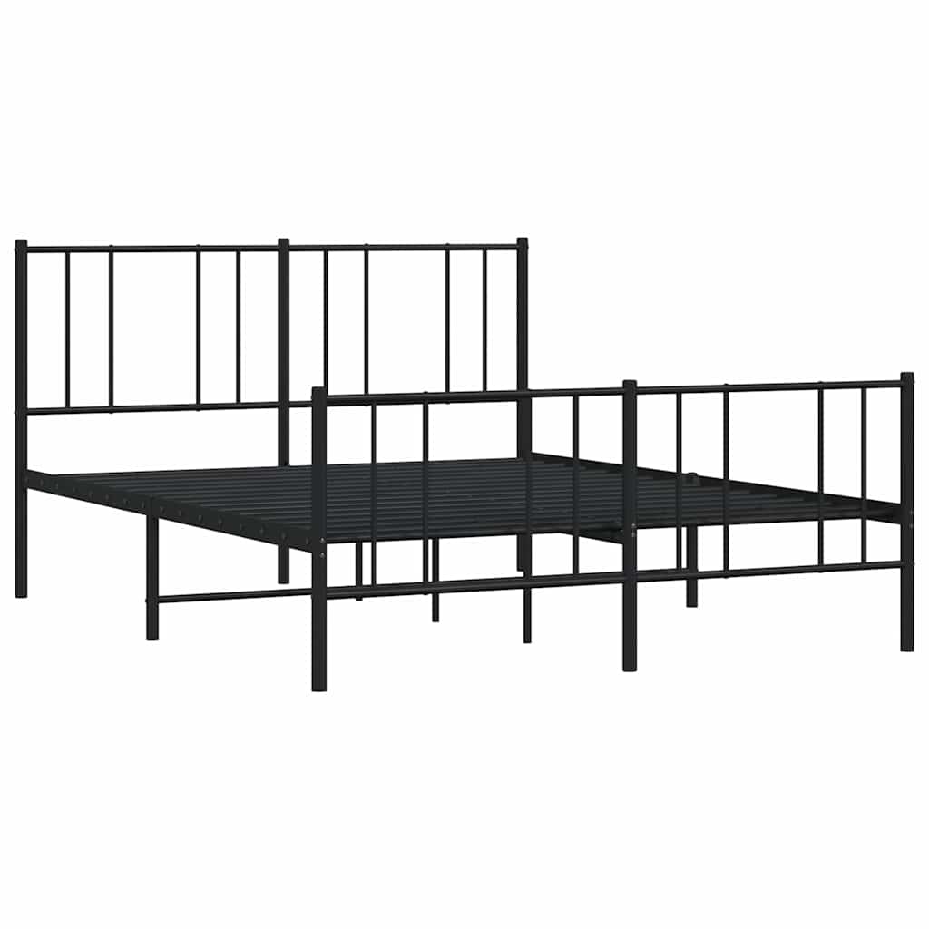 Metalni okvir kreveta uzglavlje i podnožje crni 120x200 cm