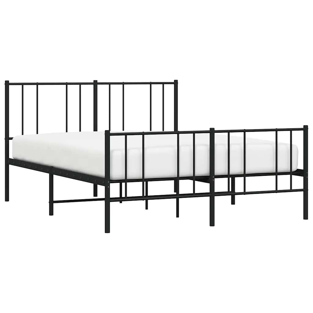Metalni okvir kreveta uzglavlje i podnožje crni 120x200 cm