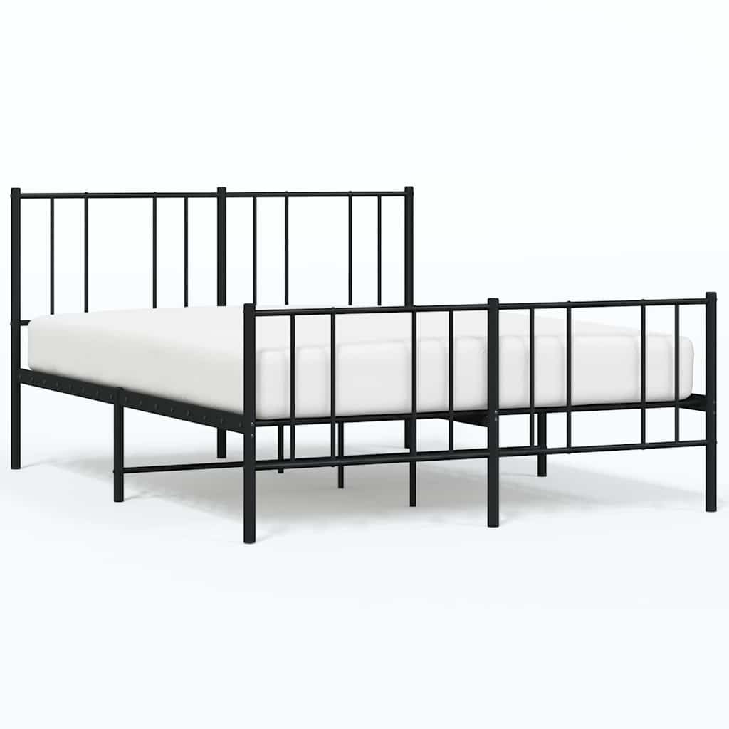 Metalni okvir kreveta uzglavlje i podnožje crni 140x200 cm