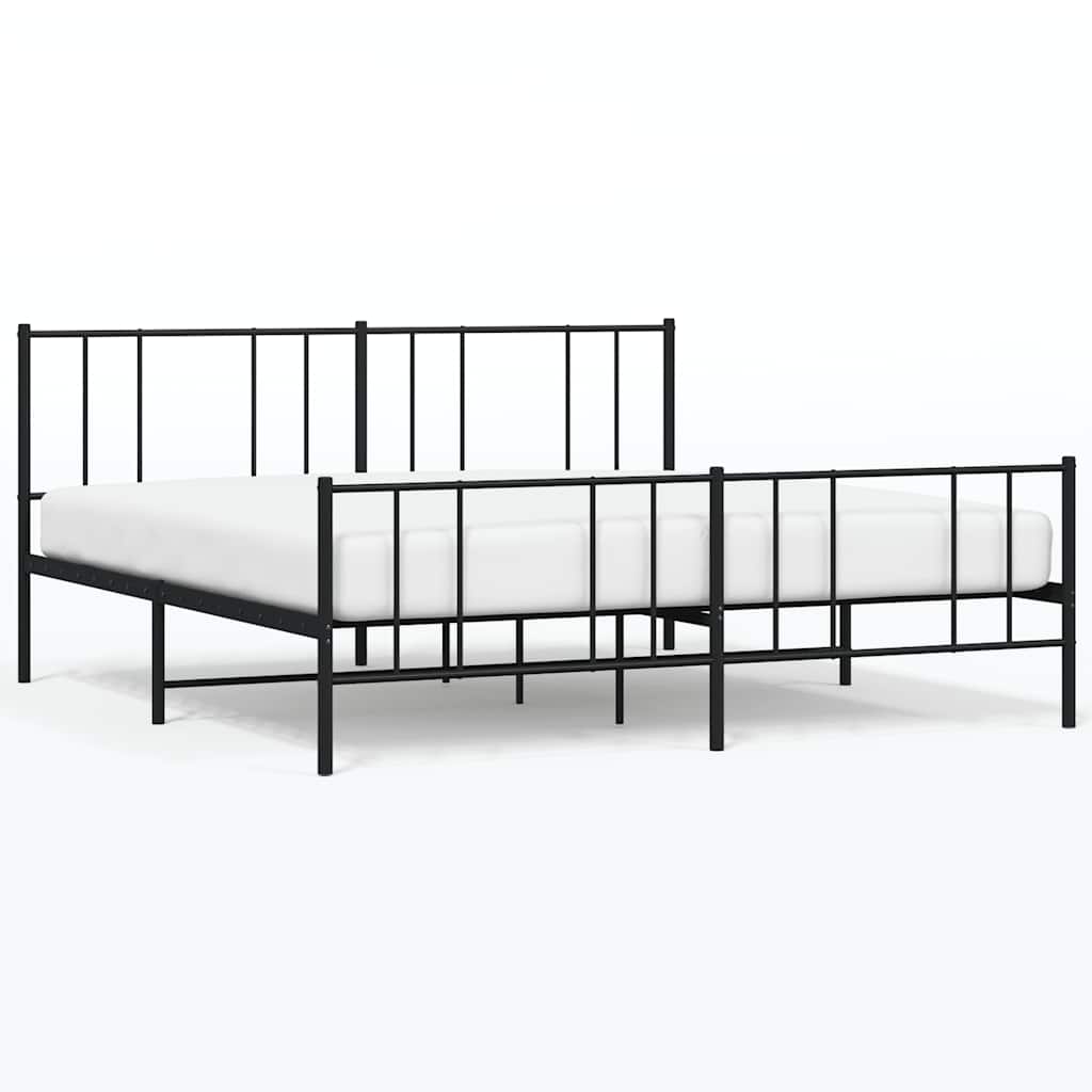 Metalni okvir kreveta uzglavlje i podnožje crni 183x213 cm