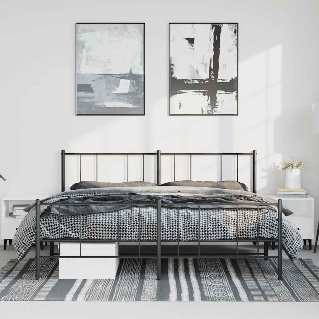 Metalni okvir kreveta uzglavlje i podnožje crni 183x213 cm