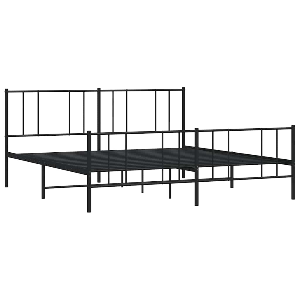 Metalni okvir kreveta uzglavlje i podnožje crni 183x213 cm