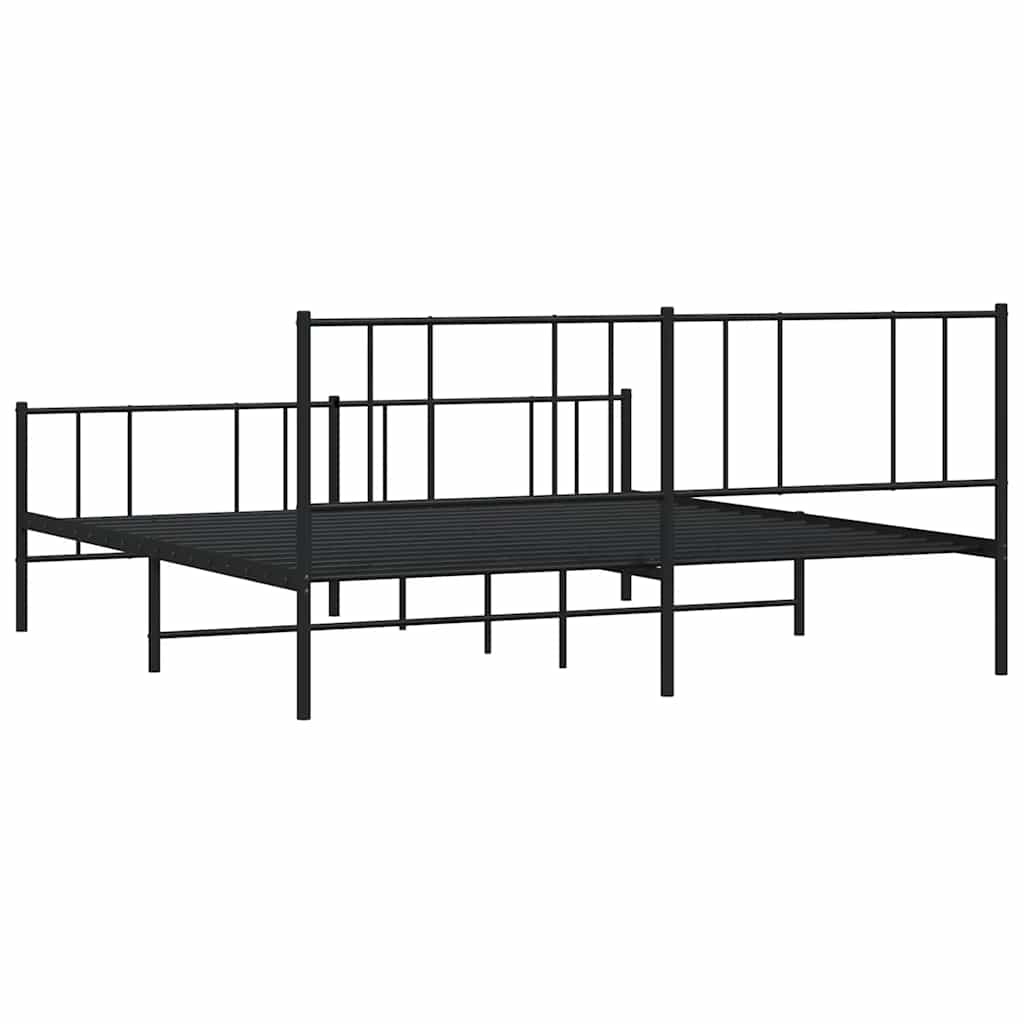 Metalni okvir kreveta uzglavlje i podnožje crni 183x213 cm