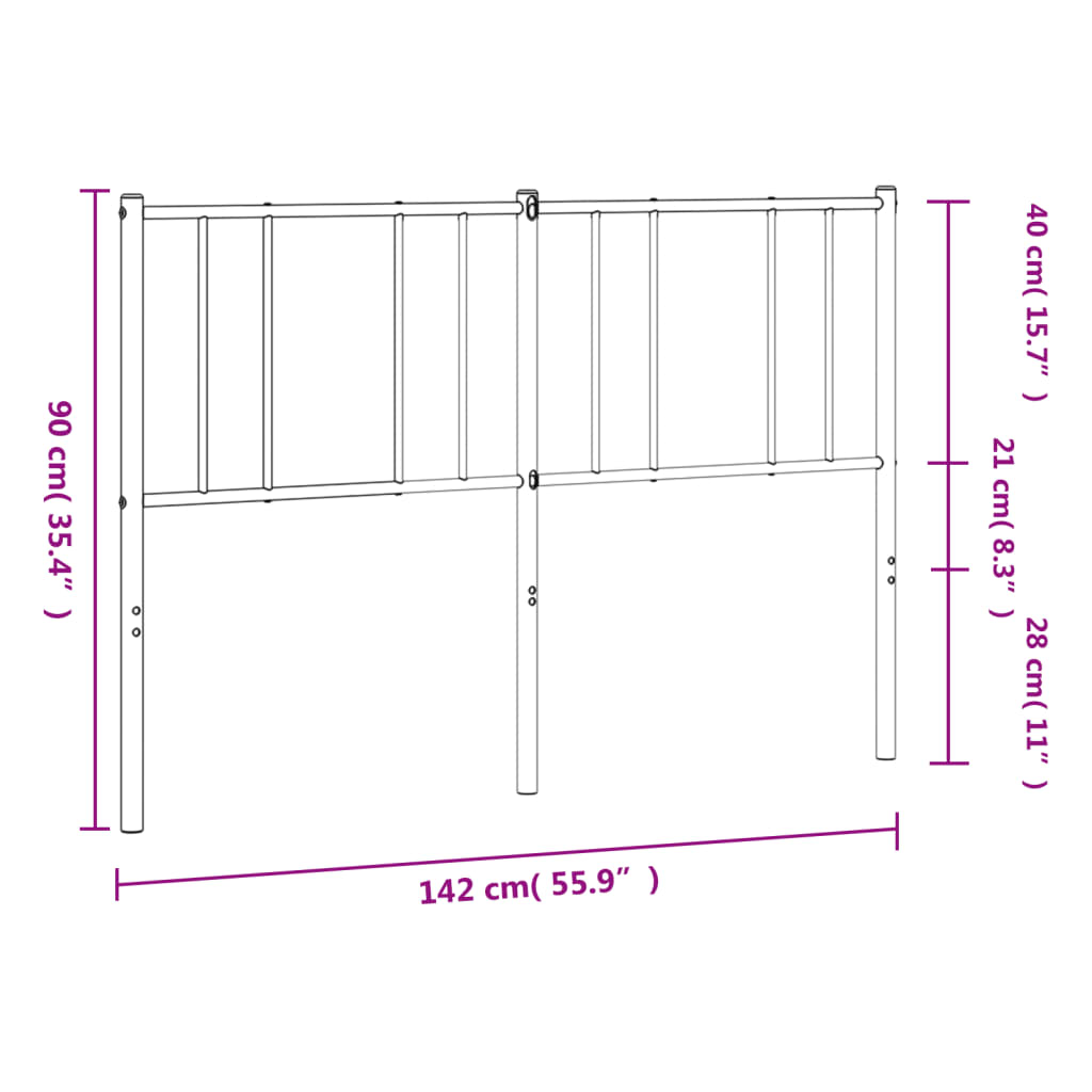 Metalno zamjensko uzglavlje crno 135 cm