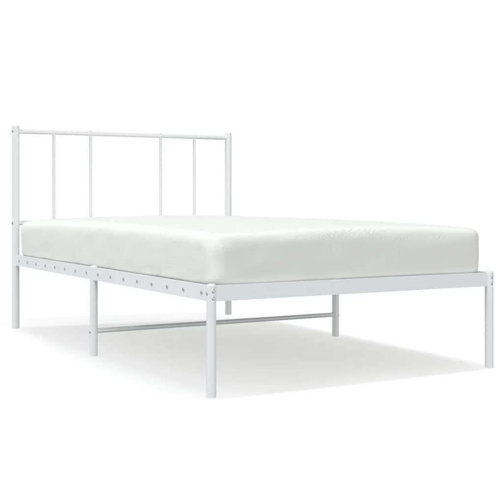Metalni okvir krevet bez madraca s uzglavljem bijeli 75x190 cm