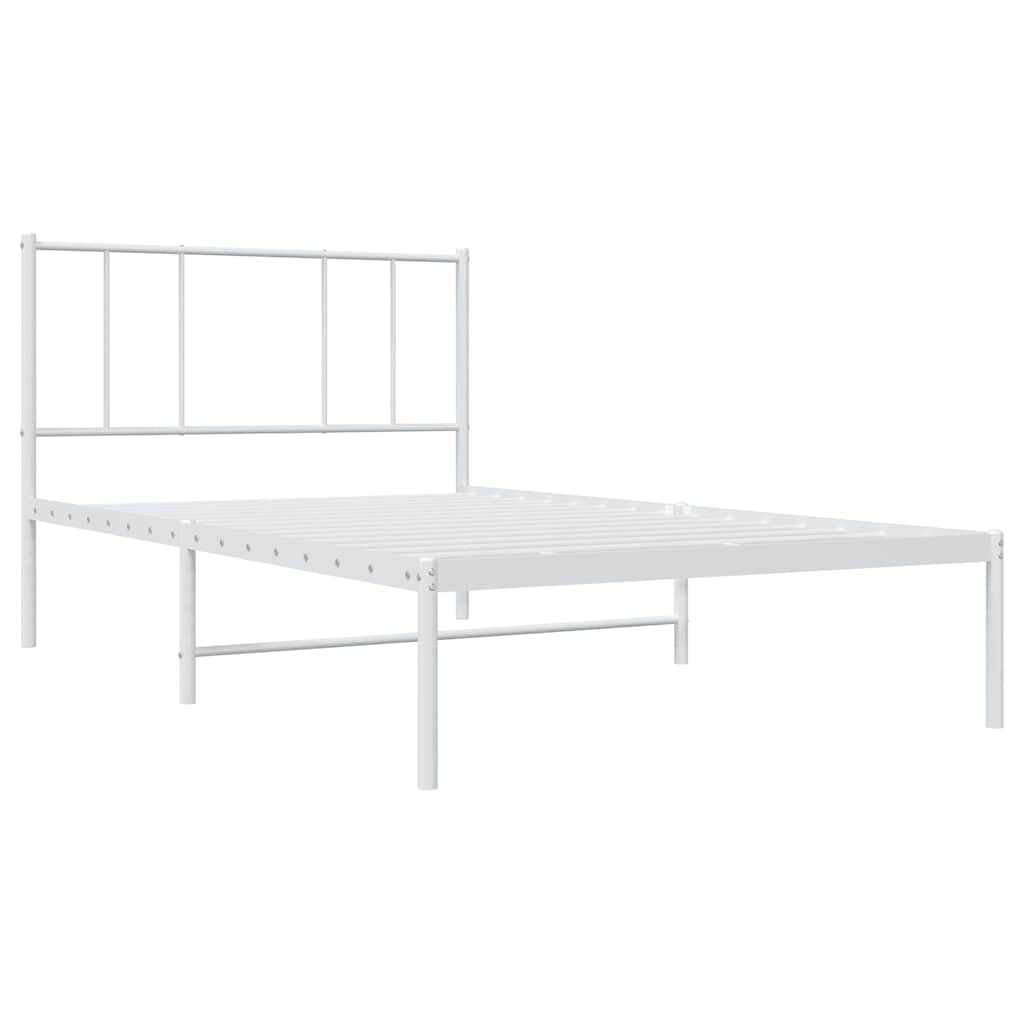 Metalni okvir krevet bez madraca s uzglavljem bijeli 75x190 cm