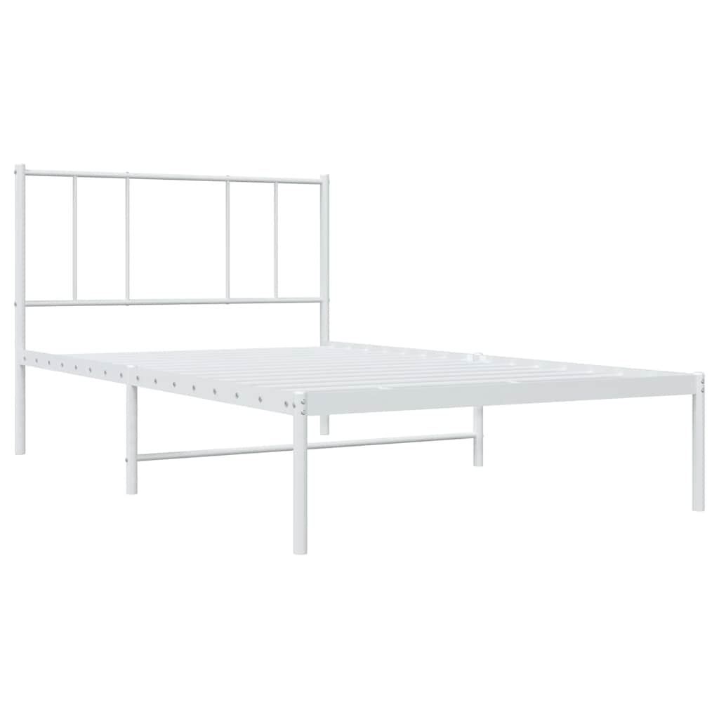 Metalni okvir za krevet s uzglavljem bijeli 80x200 cm