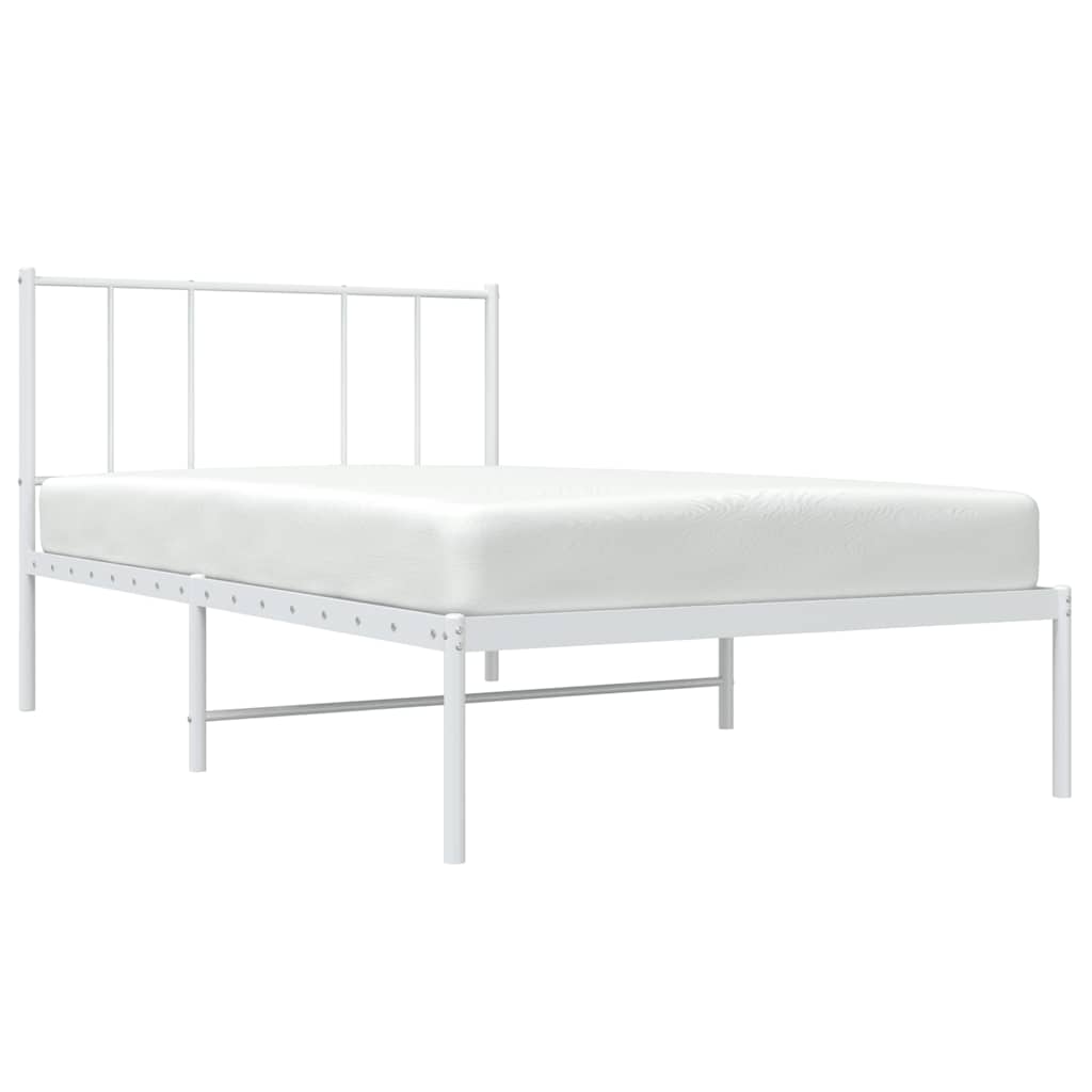 Metalni okvir za krevet s uzglavljem bijeli 80x200 cm