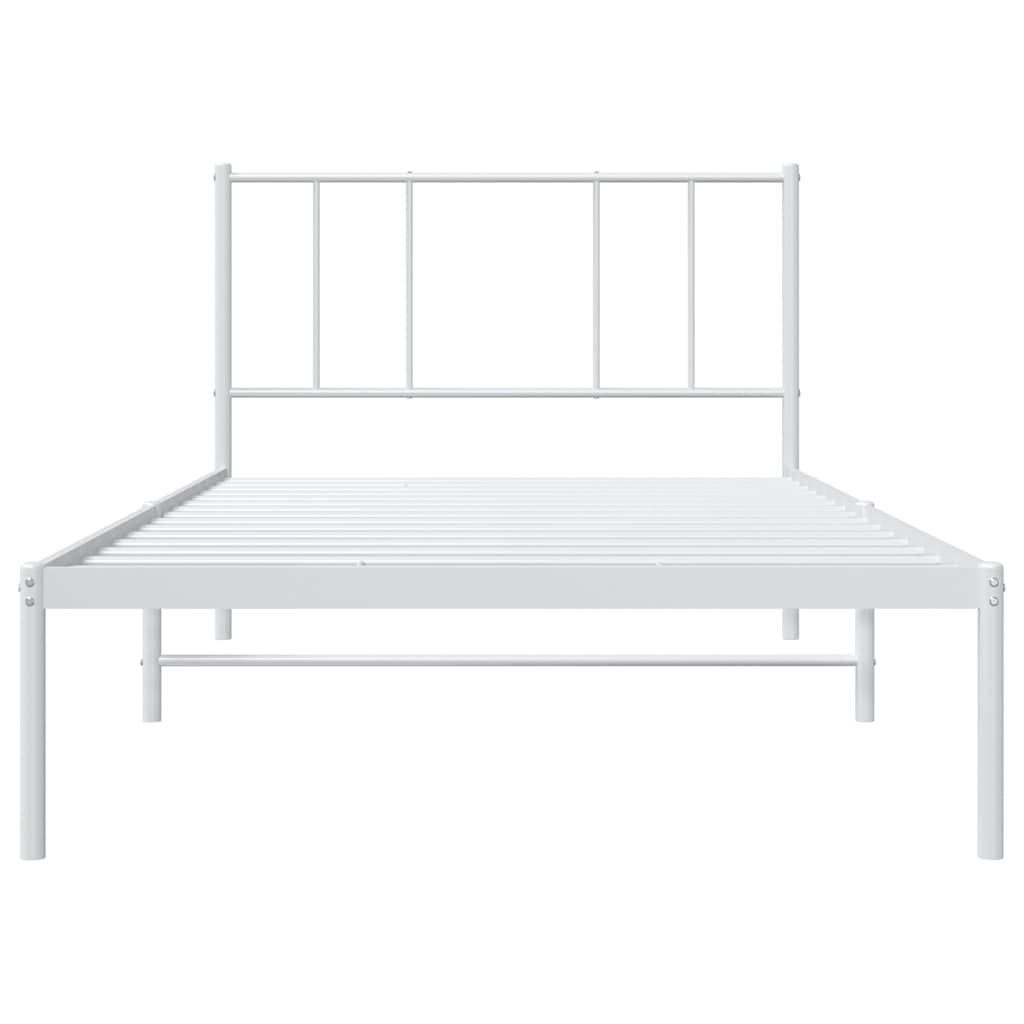 Metalni okvir za krevet s uzglavljem bijeli 80x200 cm