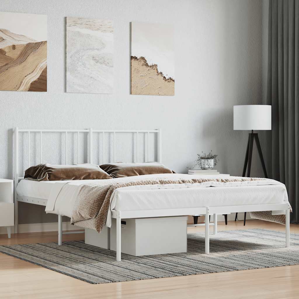 Metalni okvir za krevet s uzglavljem bijeli 120x200 cm