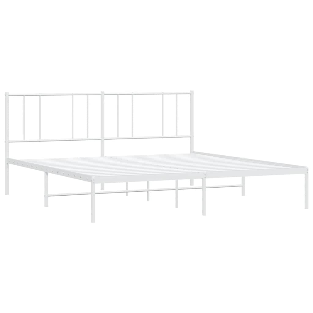 Metalni okvir za krevet s uzglavljem bijeli 180x200 cm