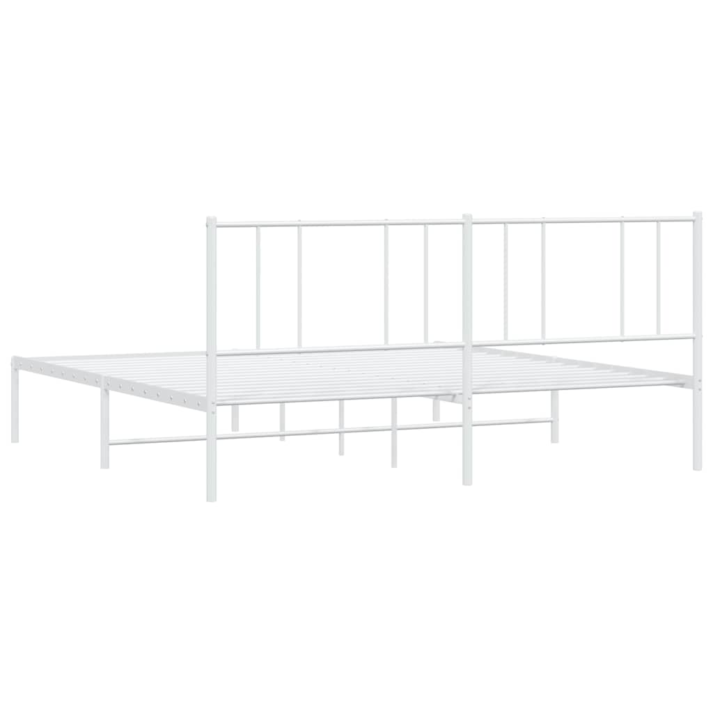 Metalni okvir za krevet s uzglavljem bijeli 180x200 cm