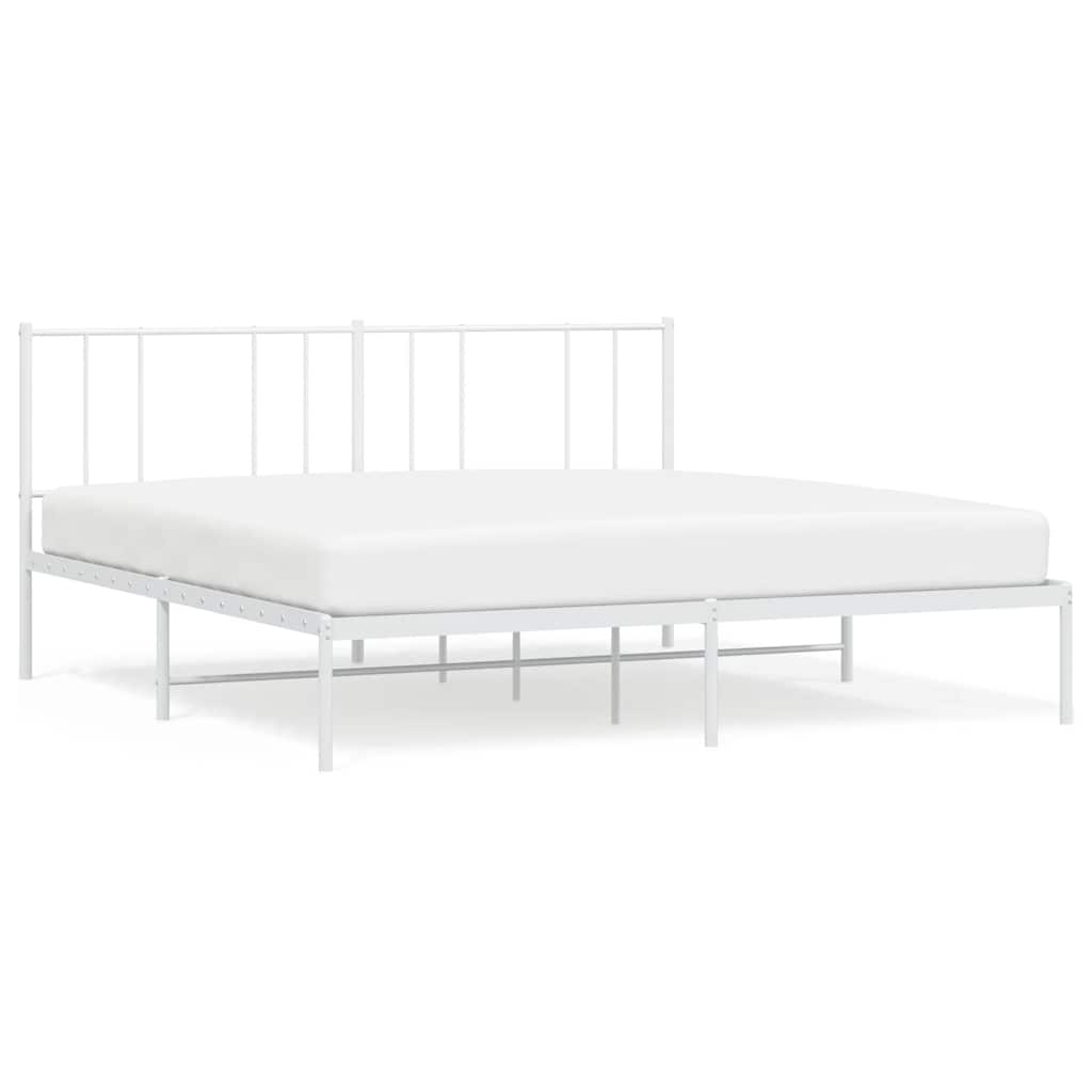Metalni okvir za krevet s uzglavljem bijeli 183x213 cm
