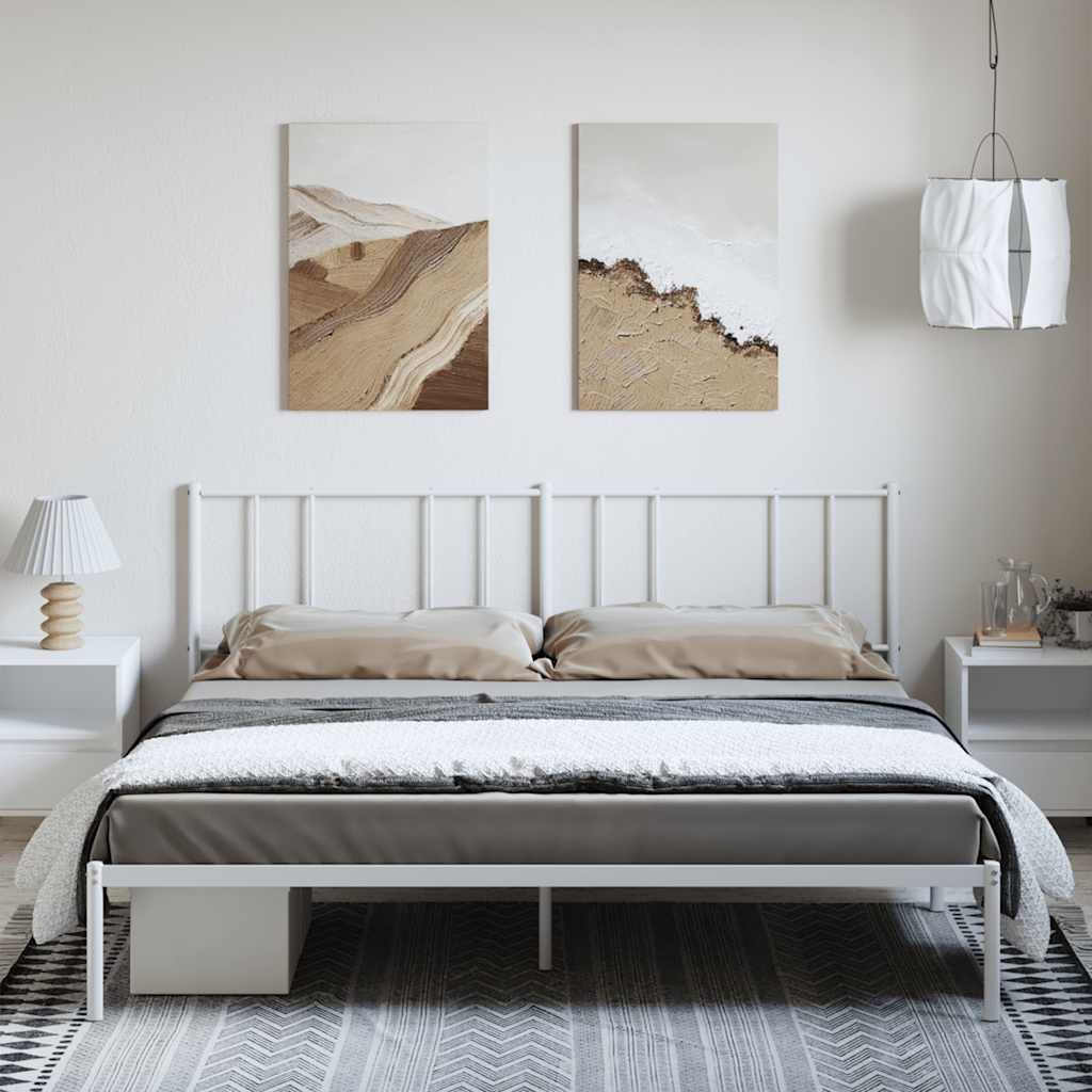 Metalni okvir za krevet s uzglavljem bijeli 183x213 cm