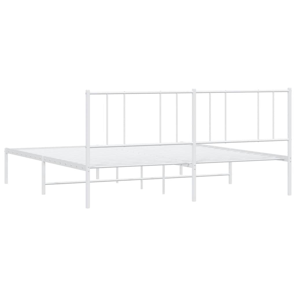 Metalni okvir za krevet s uzglavljem bijeli 183x213 cm