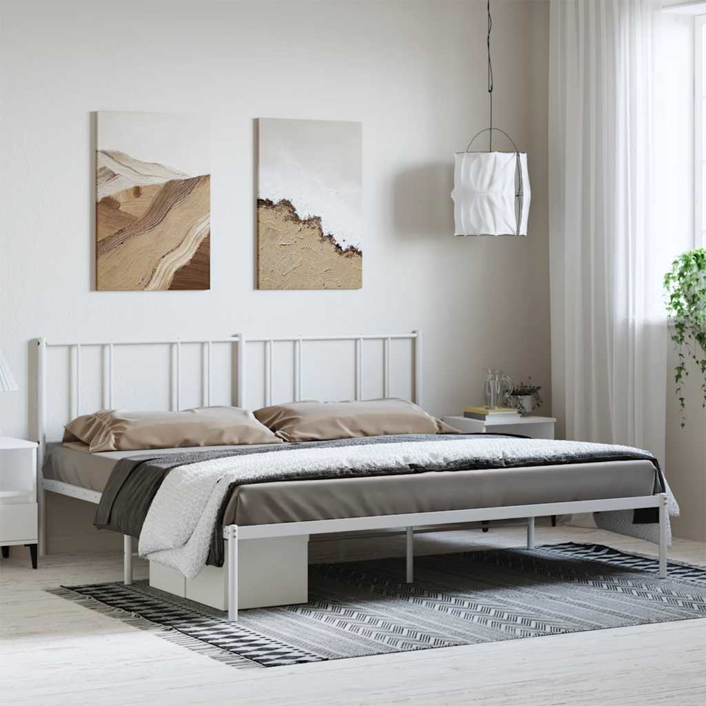 Metalni okvir za krevet s uzglavljem bijeli 183x213 cm