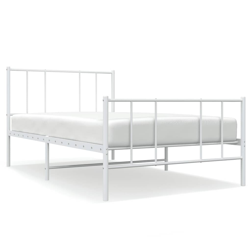 Metalni okvir kreveta uzglavlje i podnožje bijeli 80x200 cm