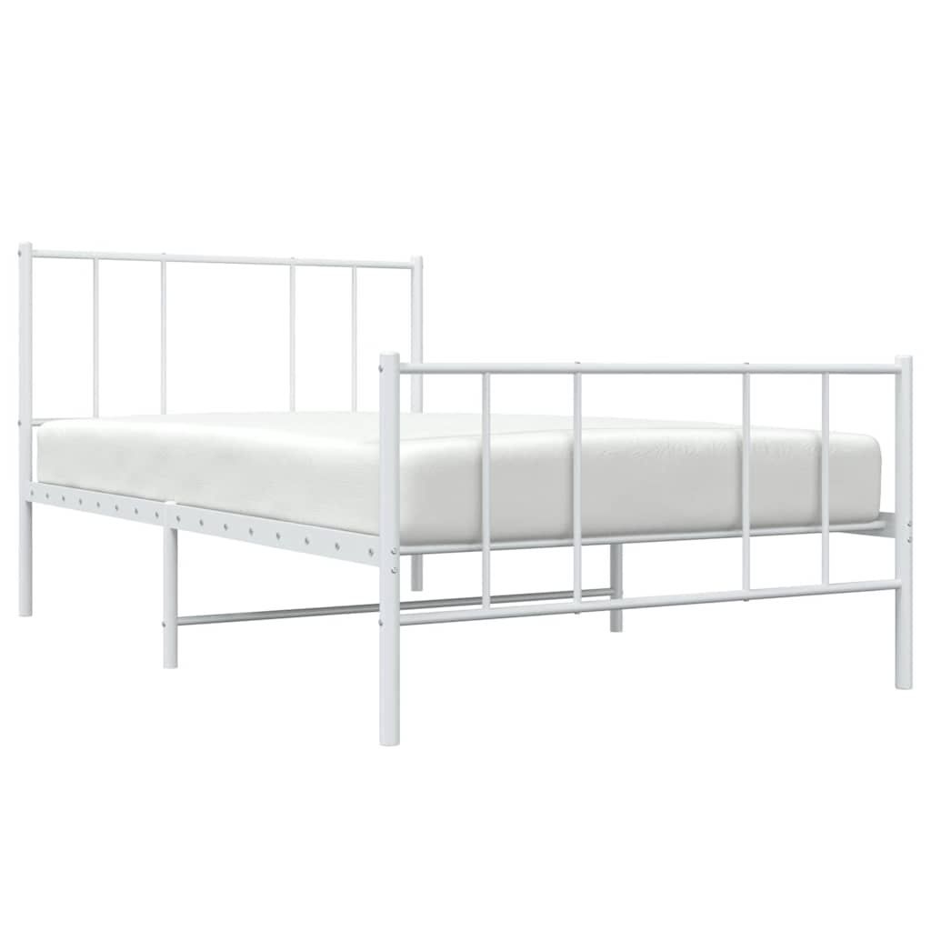 Metalni okvir kreveta uzglavlje i podnožje bijeli 90 x 200 cm