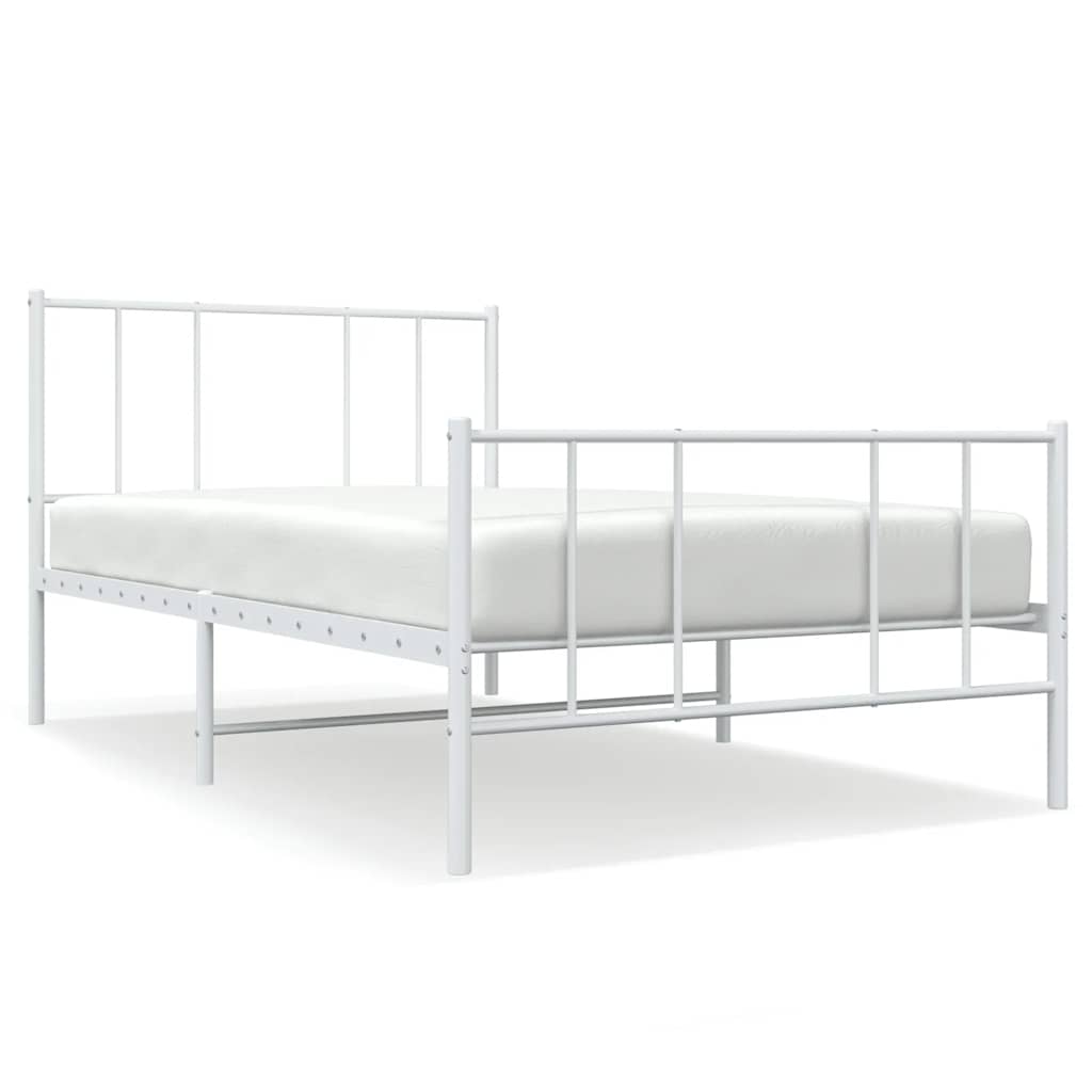 Metalni okvir kreveta uzglavlje i podnožje bijeli 100x190 cm