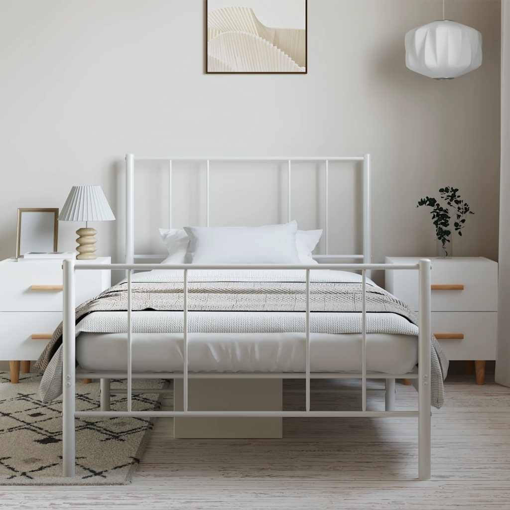 Metalni okvir kreveta uzglavlje i podnožje bijeli 100x190 cm