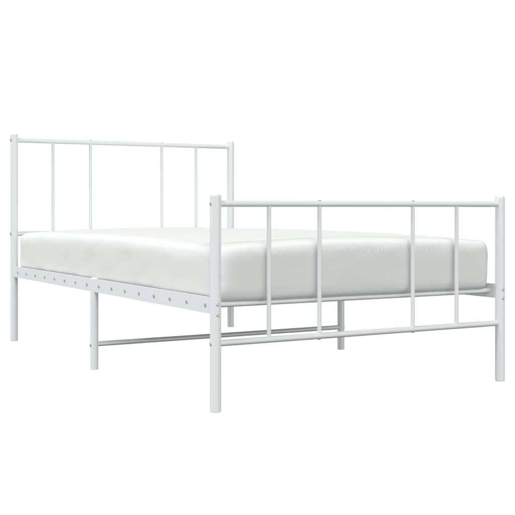 Metalni okvir kreveta uzglavlje i podnožje bijeli 100x190 cm
