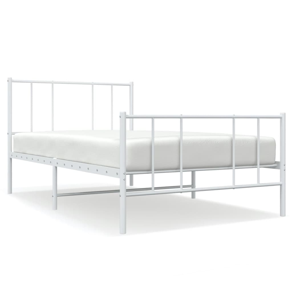 Metalni okvir kreveta uzglavlje i podnožje bijeli 107x203 cm