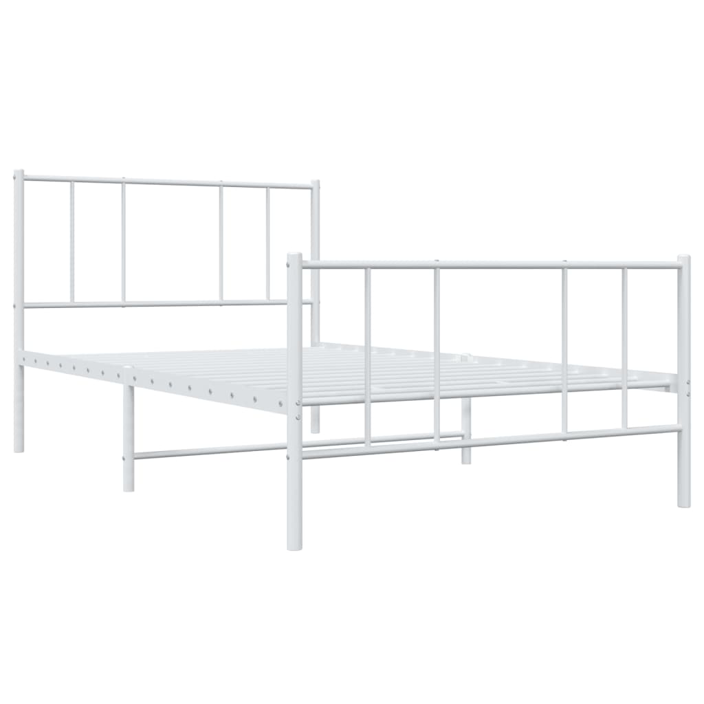 Metalni okvir kreveta uzglavlje i podnožje bijeli 107x203 cm