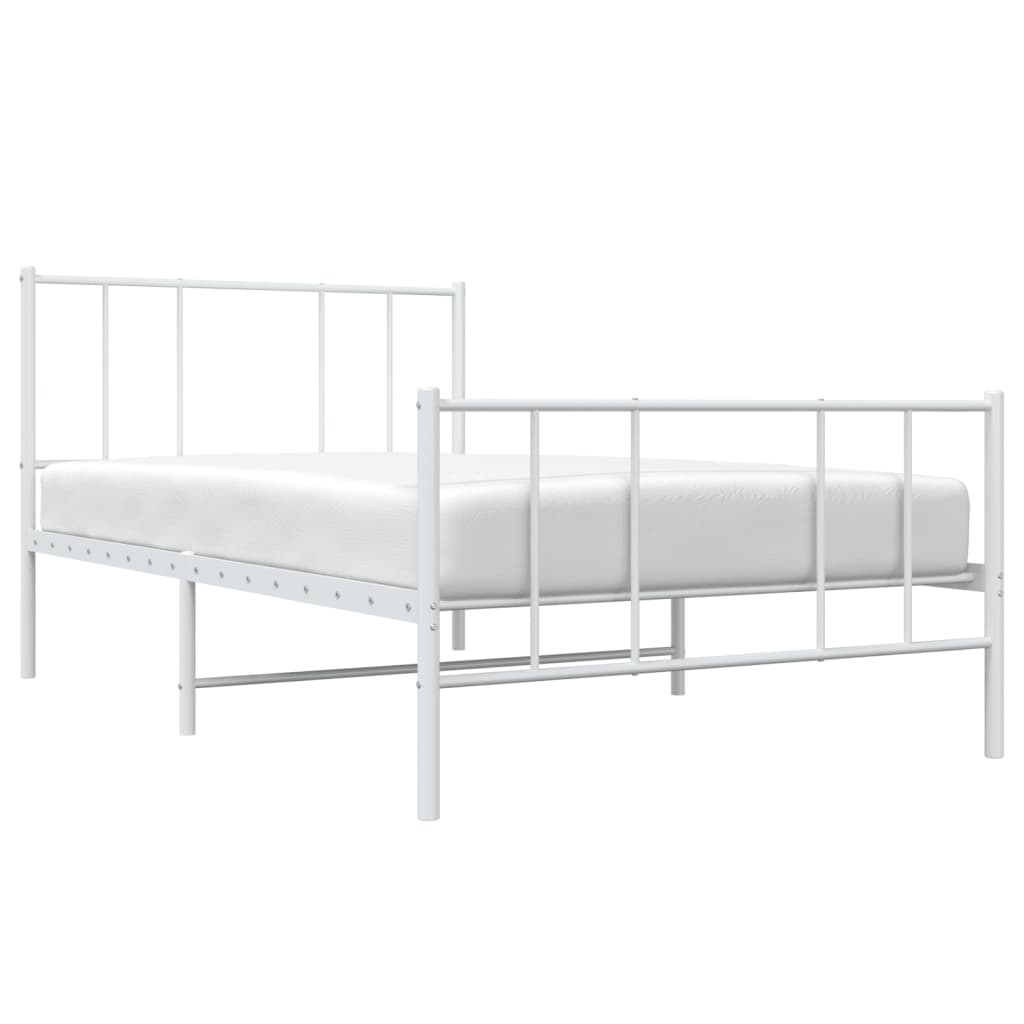 Metalni okvir kreveta uzglavlje i podnožje bijeli 107x203 cm