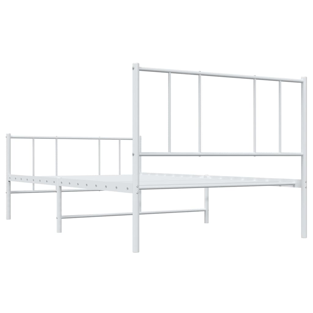 Metalni okvir kreveta uzglavlje i podnožje bijeli 107x203 cm