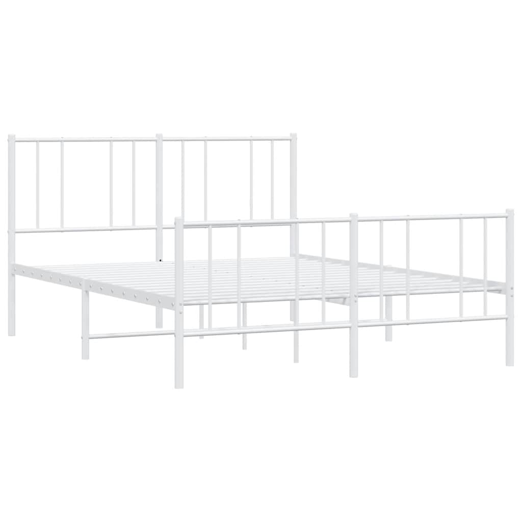 Metalni okvir kreveta uzglavlje i podnožje bijeli 135 x 190 cm
