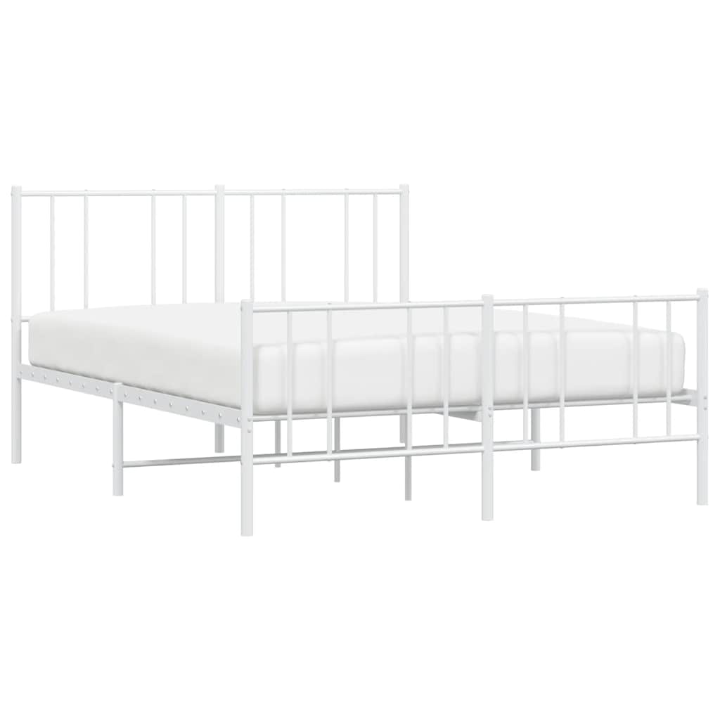 Metalni okvir kreveta uzglavlje i podnožje bijeli 135 x 190 cm