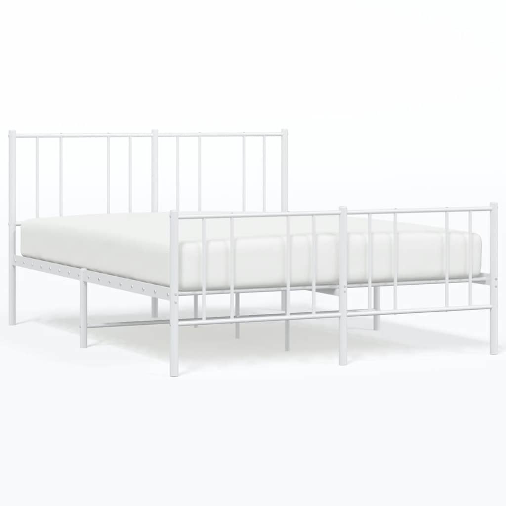 Metalni okvir kreveta uzglavlje i podnožje bijeli 140 x 190 cm
