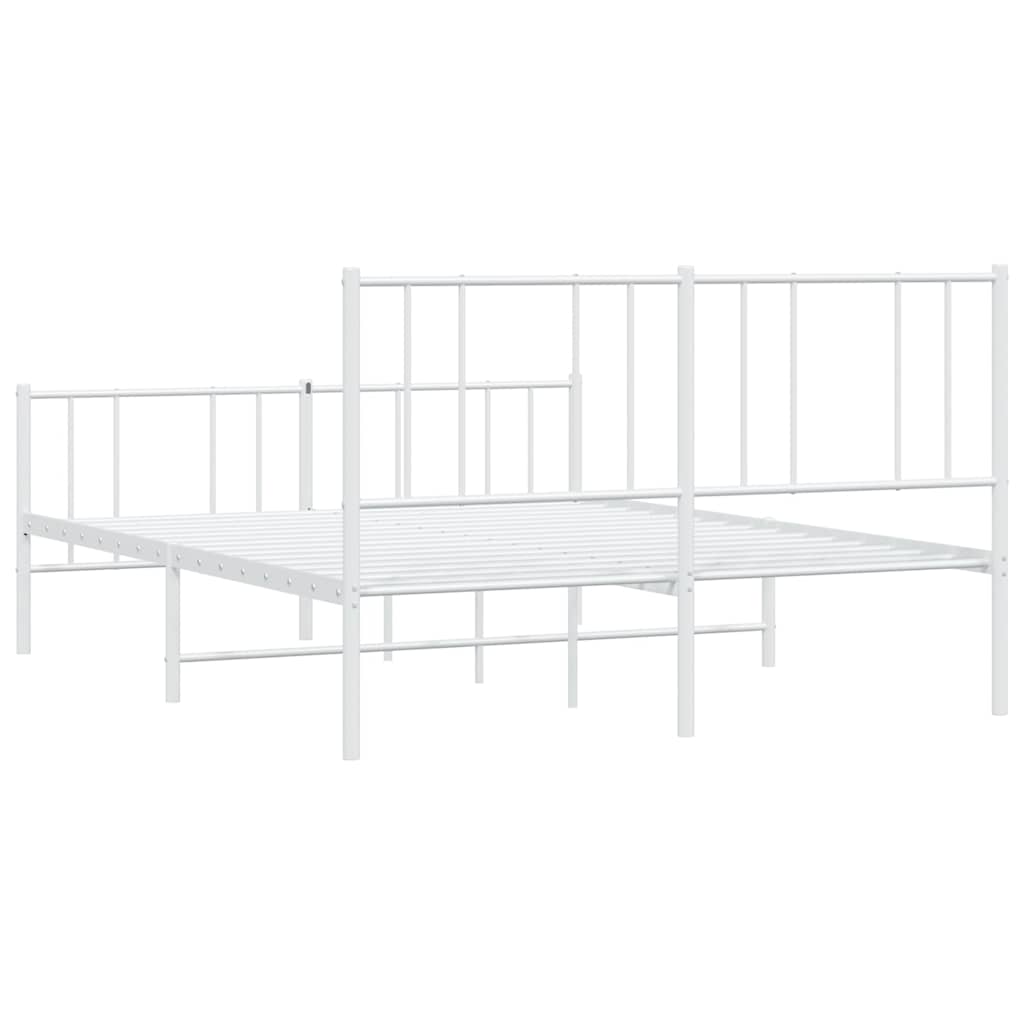 Metalni okvir kreveta uzglavlje i podnožje bijeli 140 x 190 cm