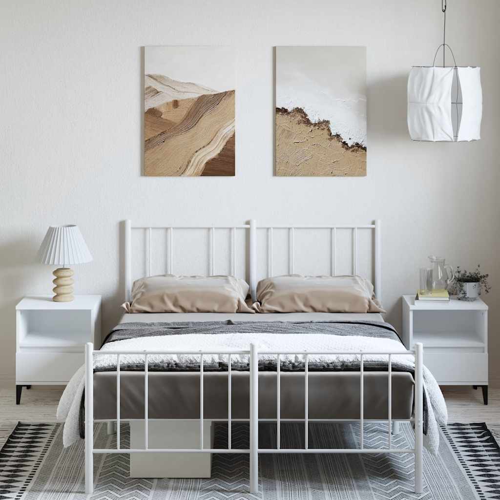 Metalni okvir kreveta uzglavlje i podnožje bijeli 150 x 200 cm
