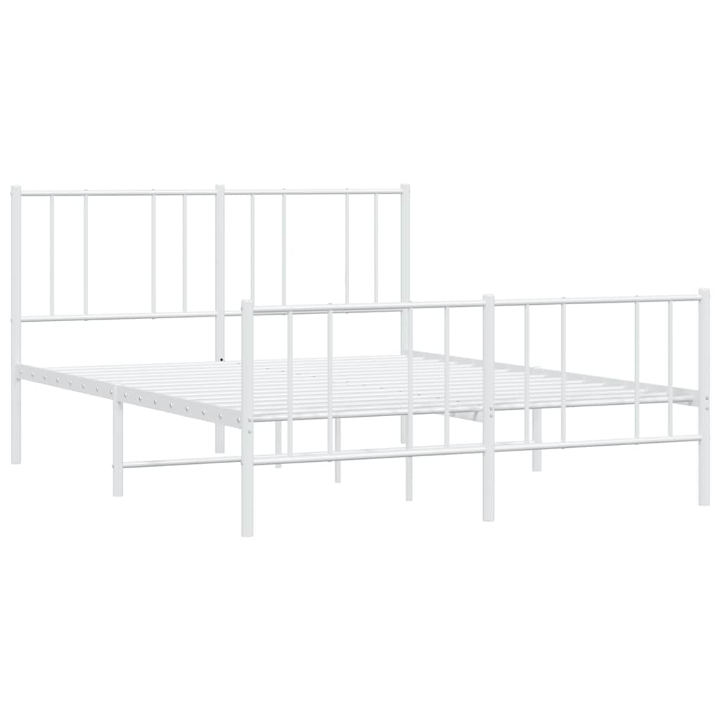 Metalni okvir kreveta uzglavlje i podnožje bijeli 150 x 200 cm