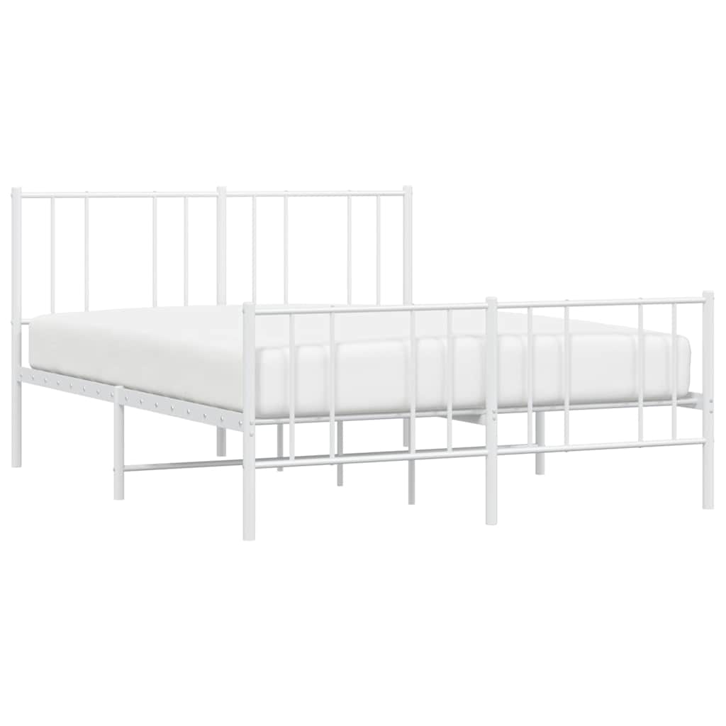 Metalni okvir kreveta uzglavlje i podnožje bijeli 150 x 200 cm