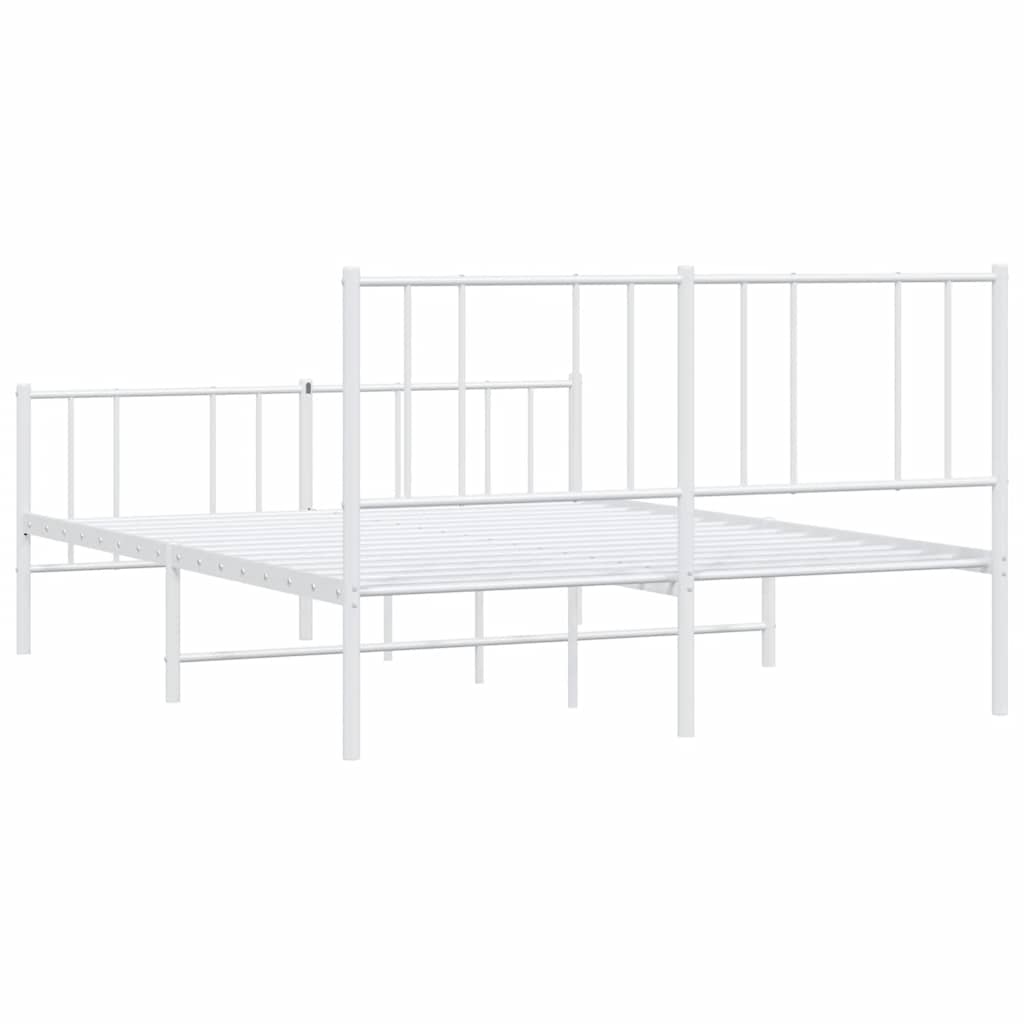 Metalni okvir kreveta uzglavlje i podnožje bijeli 150 x 200 cm