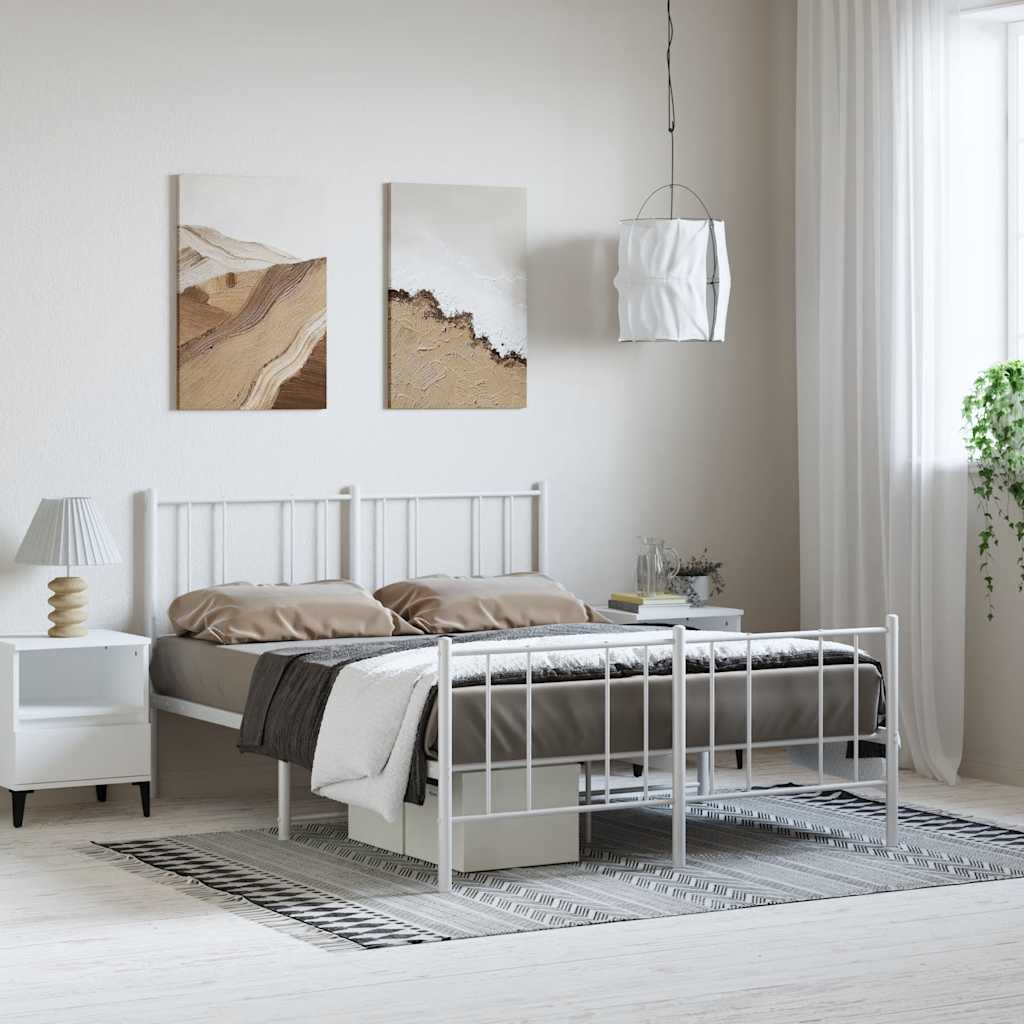 Metalni okvir kreveta uzglavlje i podnožje bijeli 150 x 200 cm