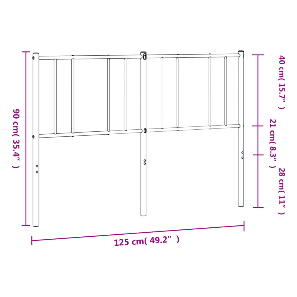 Metalno zamjensko uzglavlje bijelo 120 cm