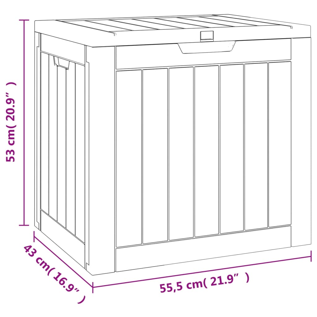 Vrtna kutija za pohranu siva 55,5 x 43 x 53 cm polipropilen