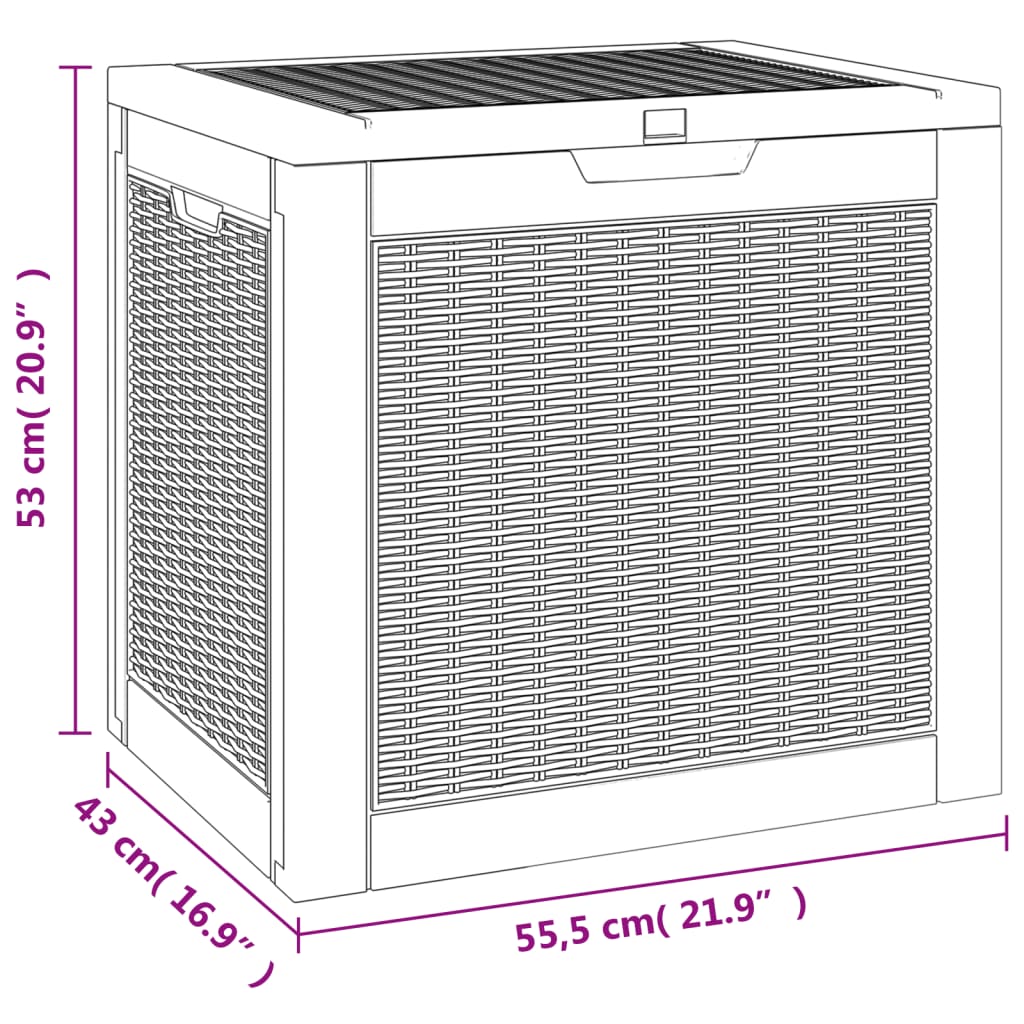 Vrtna kutija za pohranu svjetlosmeđa 55,5x43x53 cm polipropilen