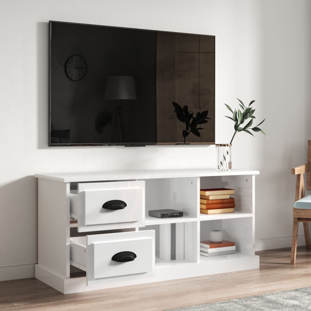 TV ormarić sjajni bijeli 102x35,5x47,5 cm konstruirano drvo