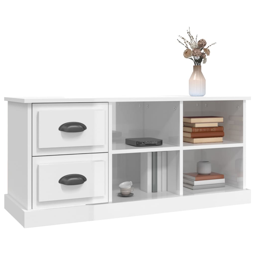 TV ormarić sjajni bijeli 102x35,5x47,5 cm konstruirano drvo
