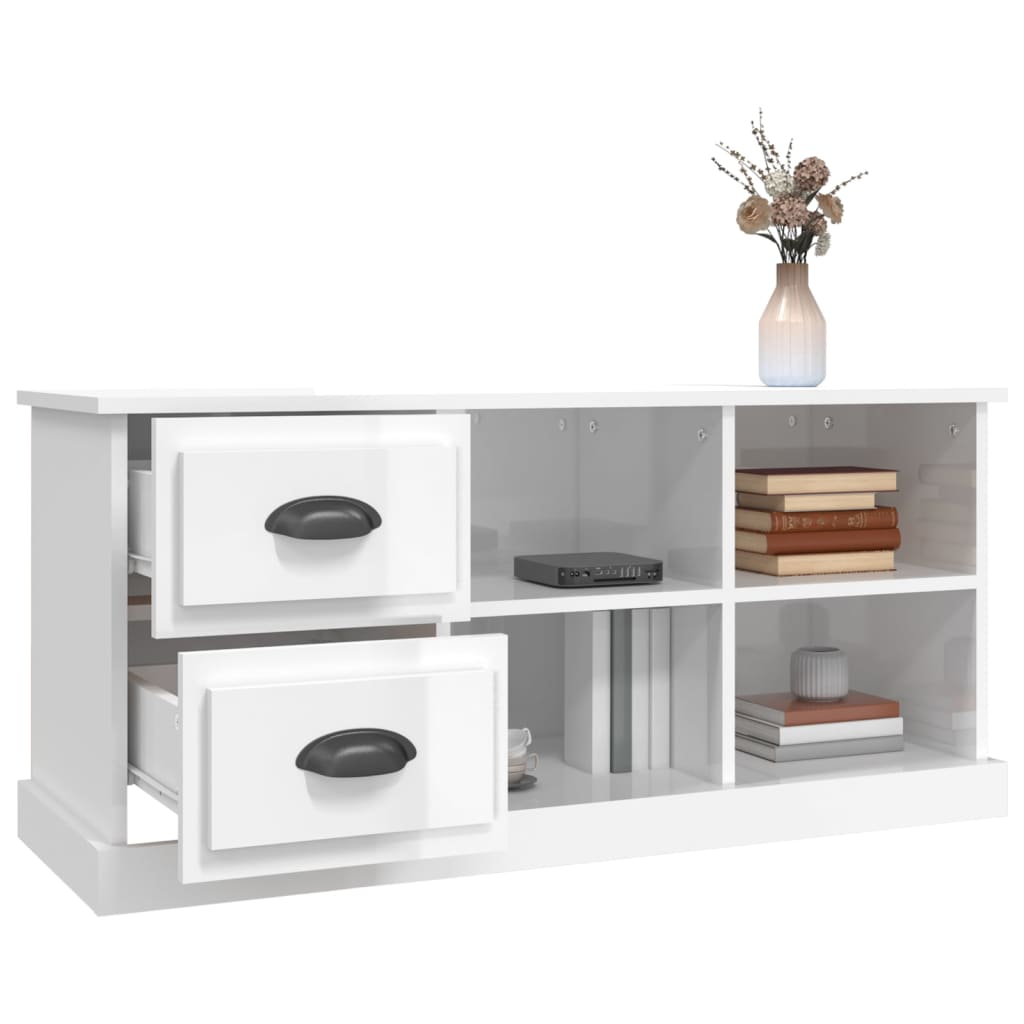 TV ormarić sjajni bijeli 102x35,5x47,5 cm konstruirano drvo
