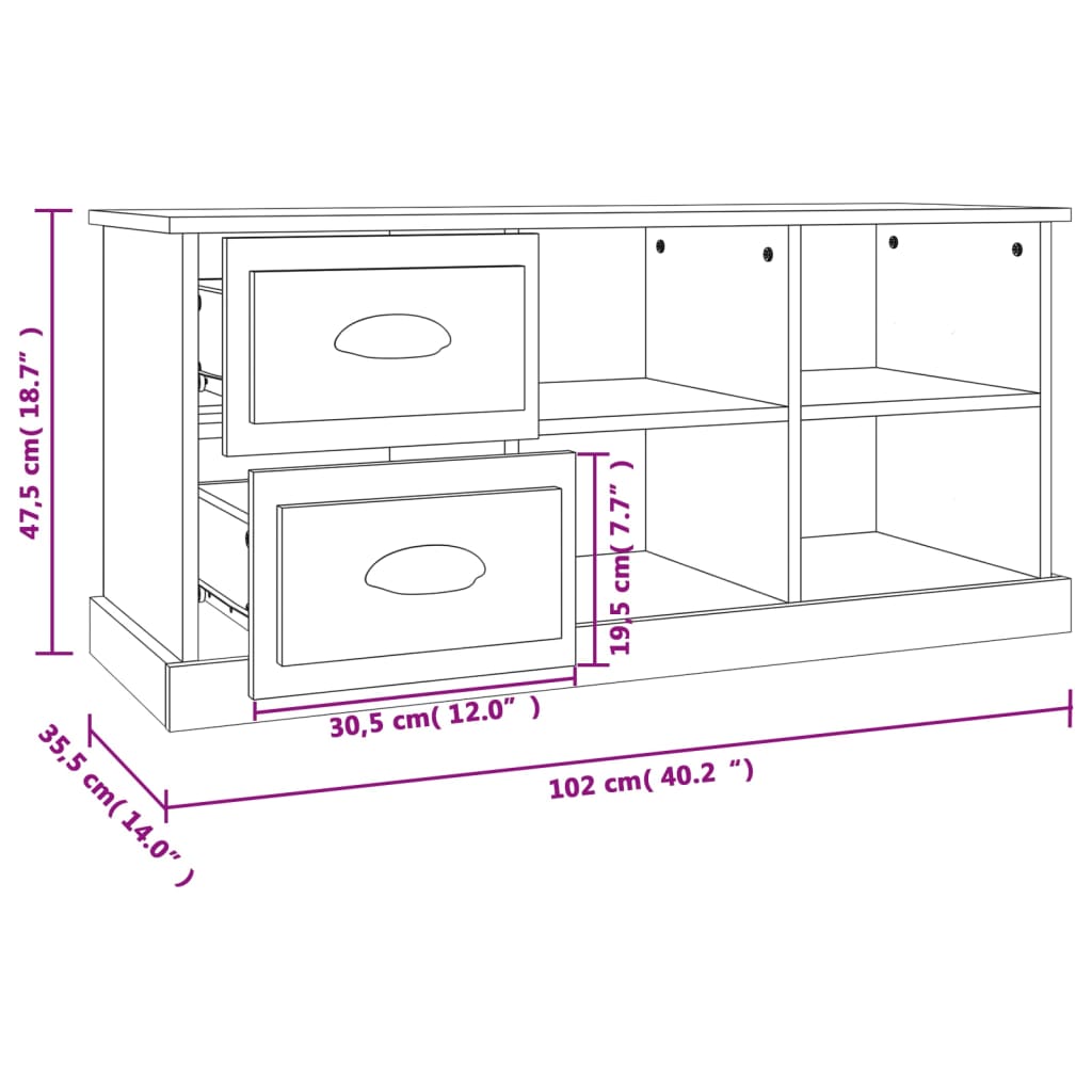 TV ormarić sjajni bijeli 102x35,5x47,5 cm konstruirano drvo