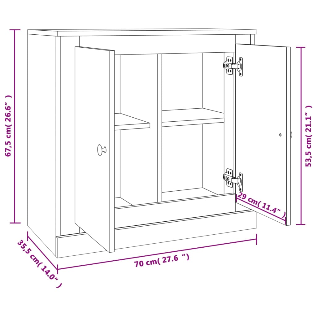 Komoda boja dimljenog hrasta 70x35,5x67,5 cm konstruirano drvo