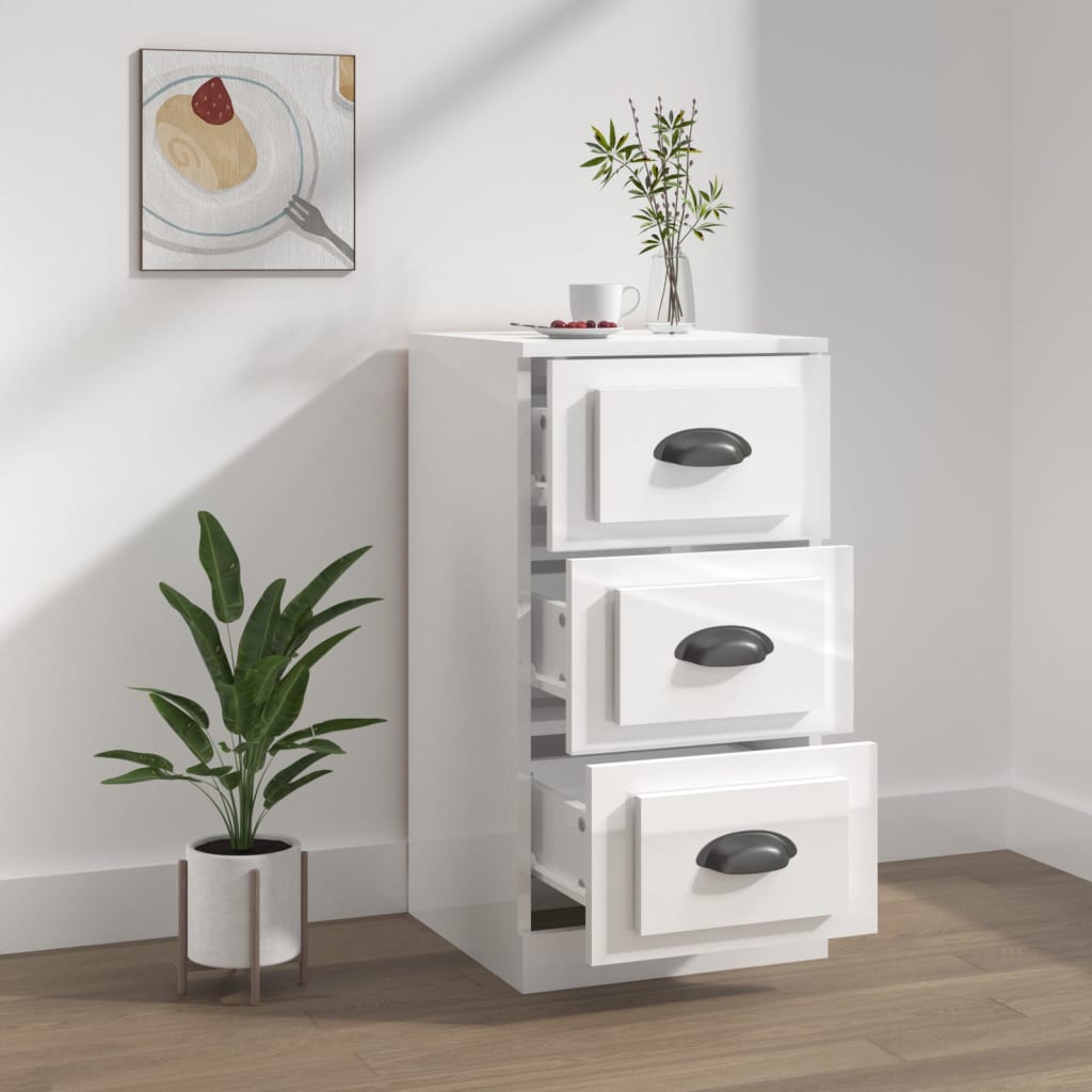 Komoda sjajna bijela 36 x 35,5 x 67,5 cm od konstruiranog drva
