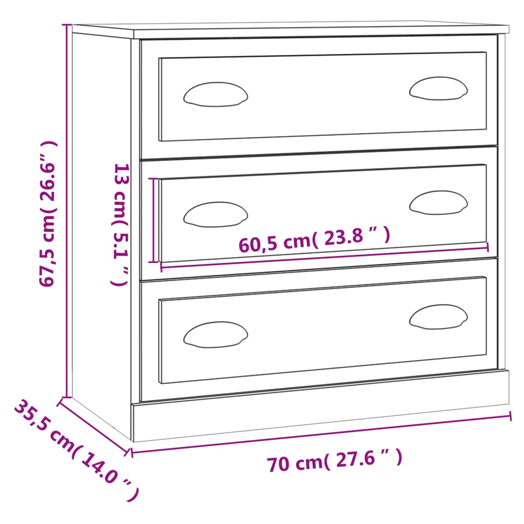 Komoda sjajna bijela 70x35,5x67,5 cm od konstruiranog drva